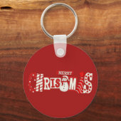 Cute Merry Christmas Snowman  キーホルダー (正面)