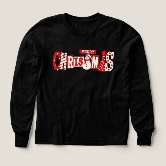 Cute Merry Christmas Snowman Kids Hoodie (デザイン正面)