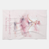 Cute merry christmas soft pink ballerina  キッチンタオル (横)