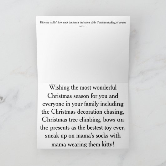 Cute Merry Christmas Tree Kitten  シーズンカード (内部)