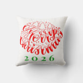 Cute Merry Christmas Typography Gifts クッション (裏面)