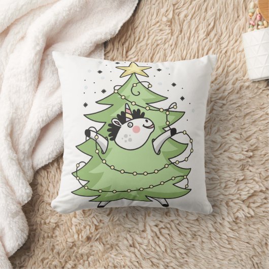 Cute Merry Christmas unicorn クッション (ブランケット)