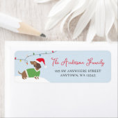Cute Merry Christmas Winter Dachshund Holiday ラベル (インサイチュ)