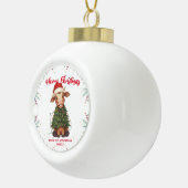 Cute merry Cow Christmas tree calf ox Xmas pattern セラミックボールオーナメント (右)