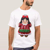 Cute Merry Gingerbread Girl Christmas Cookie Holid Tシャツ (正面)