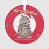 Cute merry Hippo christmas tree zoo safari Xmas オーナメント (裏面)