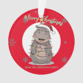 Cute merry Hippo christmas tree zoo safari Xmas オーナメント (正面)