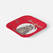 Cute merry Hippo christmas tree zoo safari Xmas  ペーパープレート (傾斜あり)