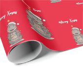 Cute merry Hippo christmas tree zoo safari Xmas pa ラッピングペーパー (ロールコーナー)