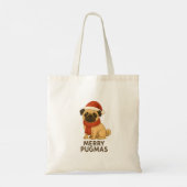 Cute Merry Pugmas Festive Holiday Pug トートバッグ (裏面)