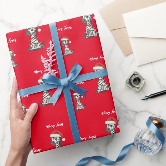 Cute merry Zebra christmas tree zoo safari Xmas pa ラッピングペーパー (ギフト)