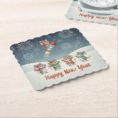 Cute Mice Happy New Year Fireworks ペーパーコースター (アングル)