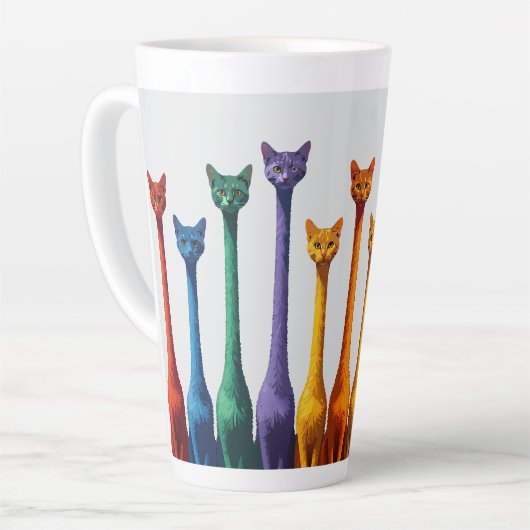 Cute mid century modern colorful retro cat  カフェラテマグ (左アングル)