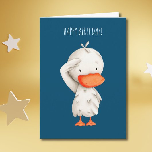 Cute Military Duck Saluting Birthday カード