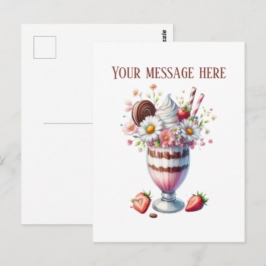 Cute milkshake add message business name  ポストカード (正面/裏面)