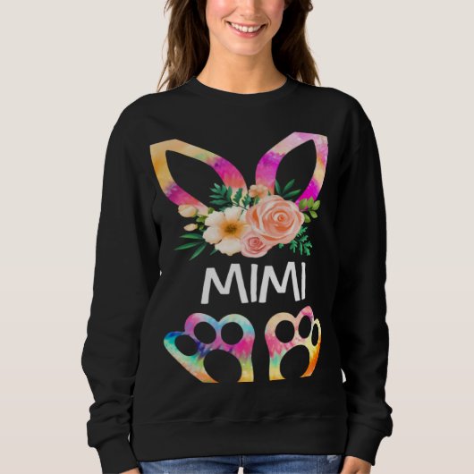 Cute Mimi Bunny Tie Dye Print  Family Easter Day M スウェットシャツ (正面)