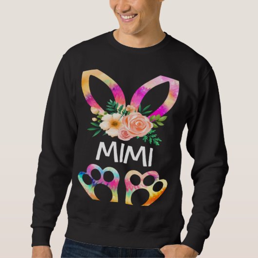 Cute Mimi Bunny Tie Dye Print  Family Easter Day M スウェットシャツ (正面)