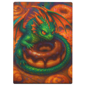Cute Mini Green Dragon & Donut Fantasy Art クリップボード (裏面)