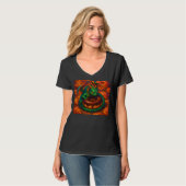 Cute Mini Green Dragon & Donut Fantasy Art Tシャツ (正面フル)