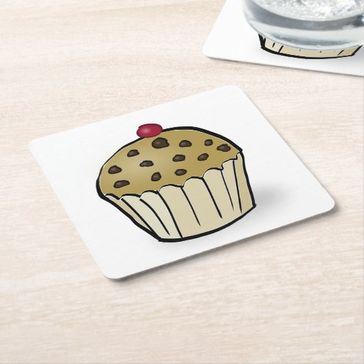 Cute Mini Muffin スクエアペーパーコースター (アングル)