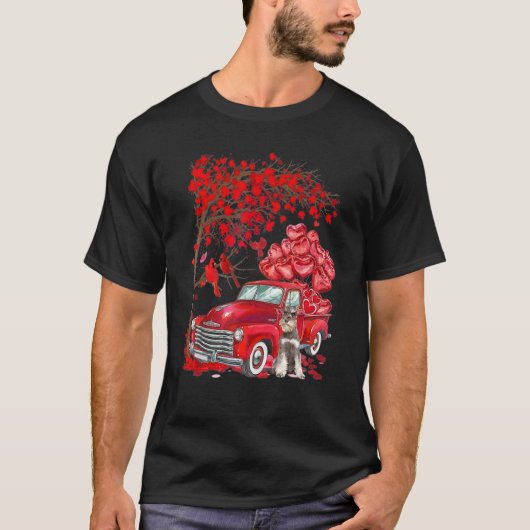 Cute Miniature Schnauzer Truck Valentine Love Tree Tシャツ (正面)