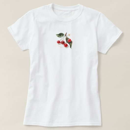 Cute Minimal aesthetic fresh cherry  Tシャツ (デザイン正面)