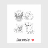 Cute Minimal Cat Line Art – Cozy Everyday Kitty  シール (シート)