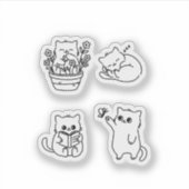 Cute Minimal Cat Line Art – Cozy Everyday Kitty シール (正面)