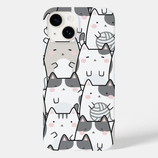 Cute Minimal Kawaii Cat Pattern iPhone / iPad case Case-Mate iPhoneケース (裏面)