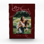 Cute Minimal Modern Maroon Script Galentine's フォトブロック (正面)