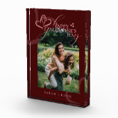 Cute Minimal Modern Maroon Script Galentine's フォトブロック (右)