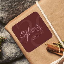 Cute Minimal Modern Maroon Script Galentines Day スクエアシール