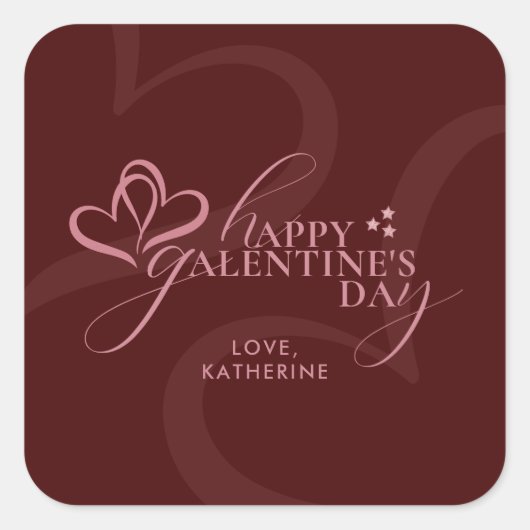 Cute Minimal Modern Maroon Script Galentines Day  スクエアシール (正面)