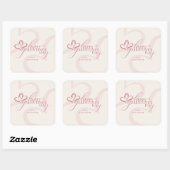 Cute Minimal Modern Pink Cream Script Galentine's  スクエアシール (シート)