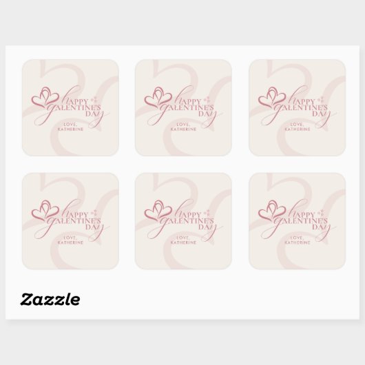 Cute Minimal Modern Pink Cream Script Galentine's  スクエアシール (シート)