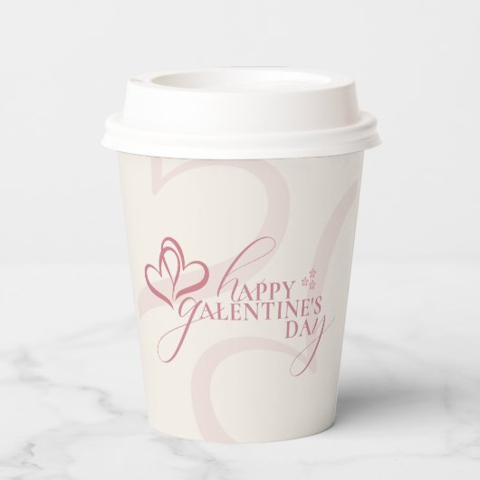 Cute Minimal Modern Pink Cream Script Galentines  紙コップ (裏面)