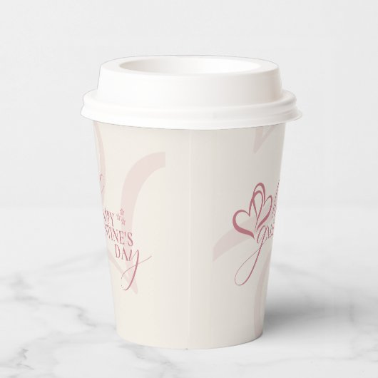 Cute Minimal Modern Pink Cream Script Galentines  紙コップ (右)