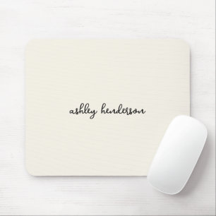 Cute Minimal Off White Monogram Add Your Full Name マウスパッド