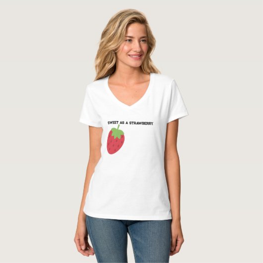 Cute Minimal Strawberry clothing Tシャツ (正面フル)
