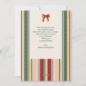 Cute Minimal Stripes & Bow Merry Christmas 2 Photo シーズンカード (裏面)