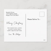 Cute Minimal Watercolor Christmas Tree Christmas シーズンポストカード (裏面)