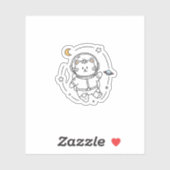 Cute Minimalist Astronaut Cat Line Art  シール (シート)
