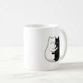 Cute Minimalist Black & White Cat Love Design コーヒーマグカップ (正面右)