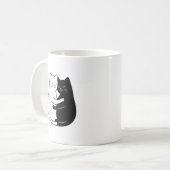 Cute Minimalist Black & White Cat Love Design コーヒーマグカップ (正面左)
