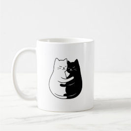 Cute Minimalist Black & White Cat Love Design コーヒーマグカップ