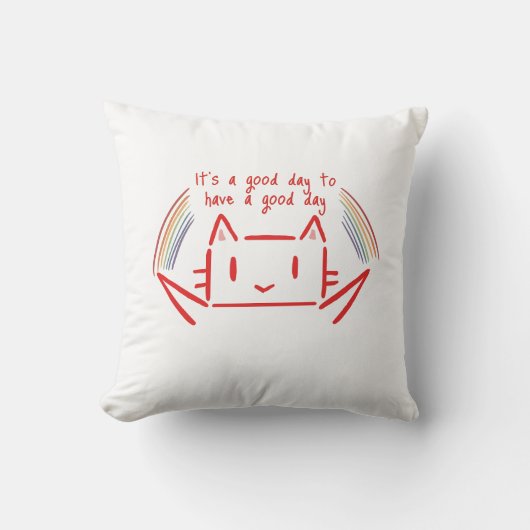 Cute Minimalist Cat Illustration  クッション (正面)