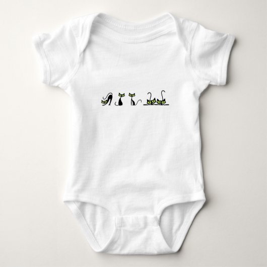 Cute Minimalist Cats Baby Bodysuit ベビーボディスーツ (正面)