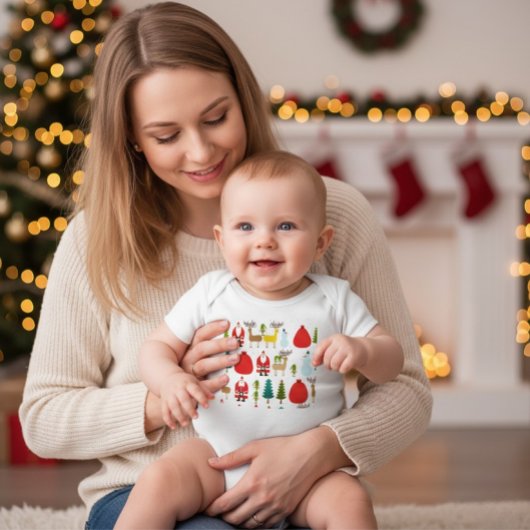 Cute Minimalist Christmas Santa Reindeer Bodysuit ベビーボディスーツ