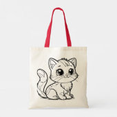 Cute Minimalist Kitten Line Art Tote Bag トートバッグ (裏面)