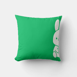 Cute Minimalist Peeking Bunny Illustration クッション